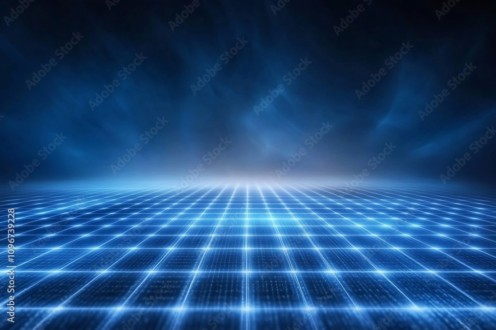 Futuristic Digital Grid with Glowing Blue Lights - Data Technology Concept Futuristic Digital Grid with Glowing Blue Lights - Data Technology Concept