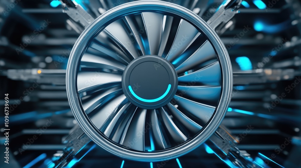 High-performance cooling fan spinning in a gadget High-performance cooling fan spinning in a gadget
