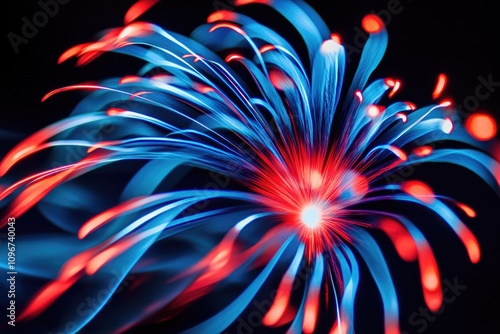 Wallpaper Mural Close-up shot of a firework exploding in the air, displaying vibrant red and blue lights Torontodigital.ca