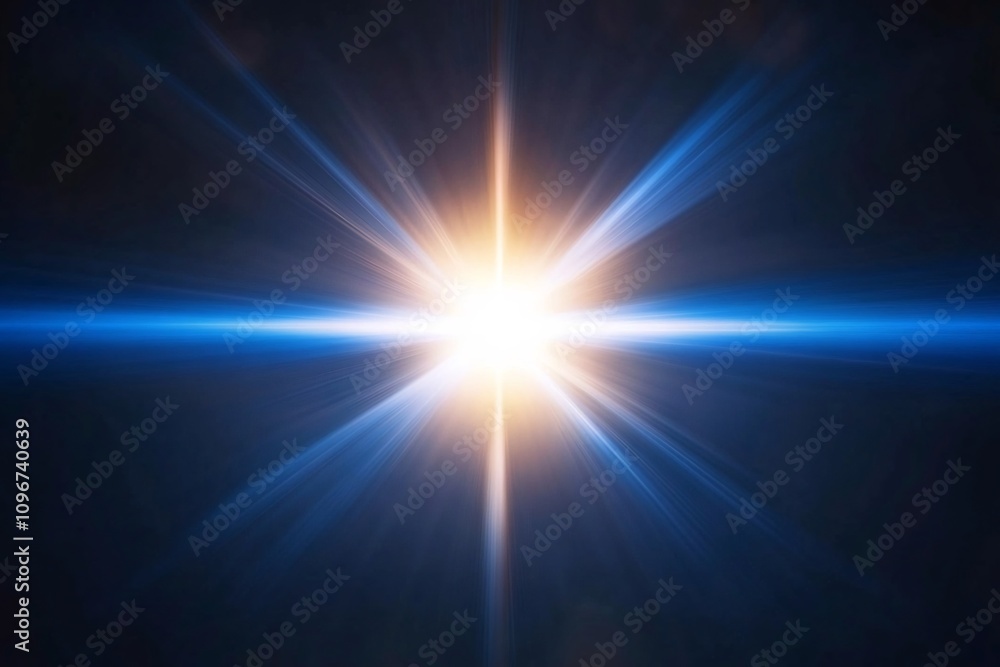 Fototapeta premium Dazzling Blue Light Beam with Flare on Dark Background