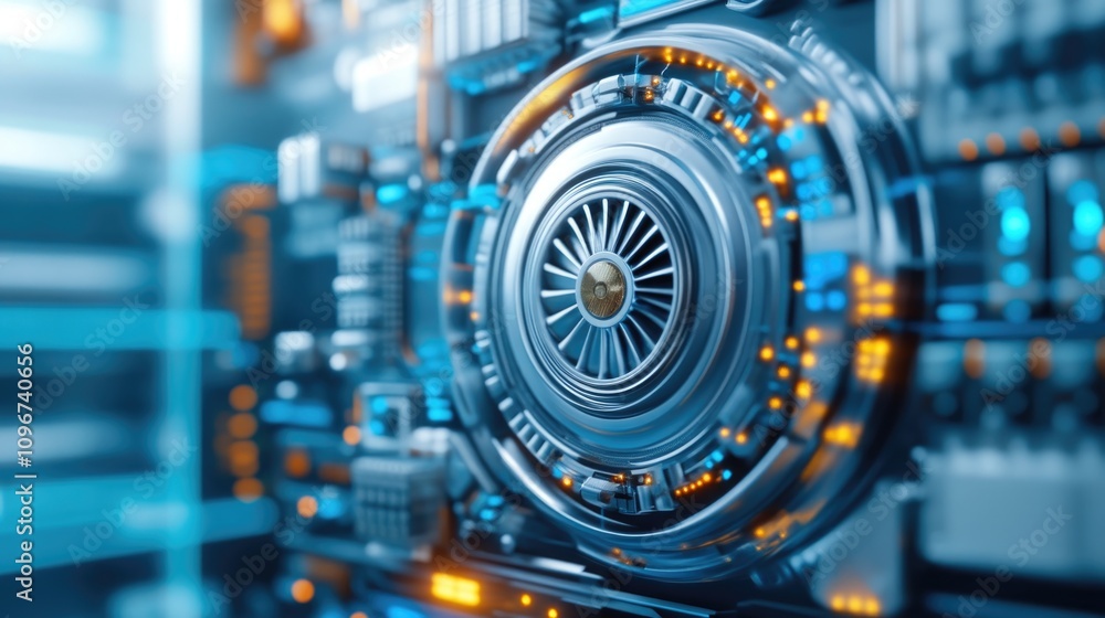 Fototapeta premium Spinning Fan Blades Inside a Modern Computer Component