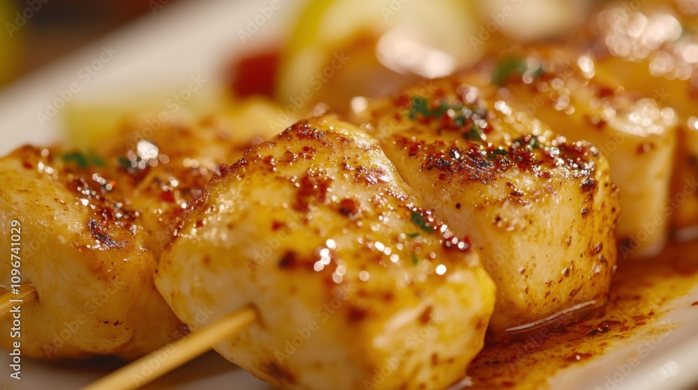 Delicious Skewers Garnished with Chili Flakes Delicious Skewers Garnished with Chili Flakes