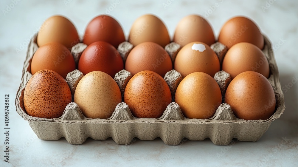 A Dozen Brown Eggs in a Carton A Dozen Brown Eggs in a Carton