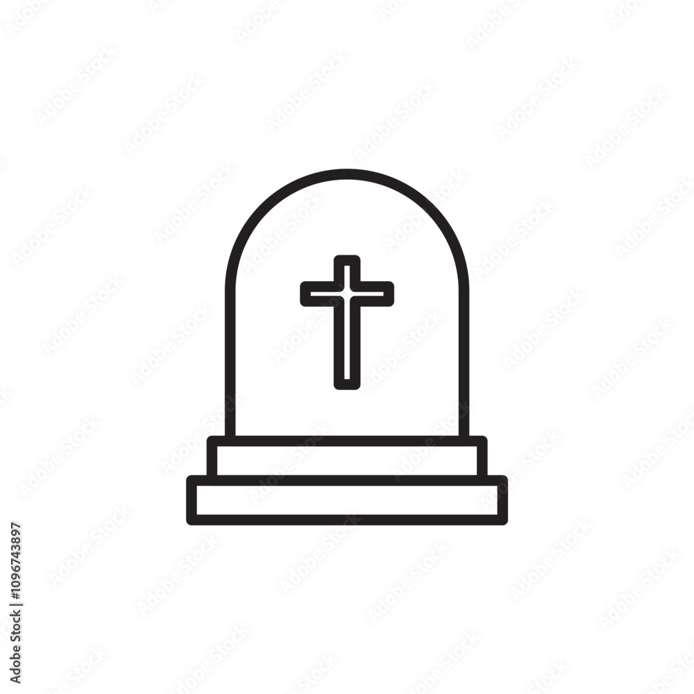 Tombstone icon thin line vector isolated Tombstone icon thin line vector isolated