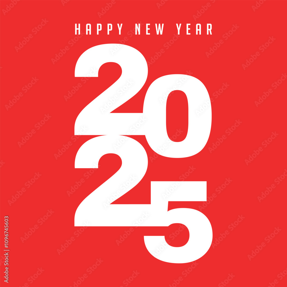 modern red and white 2025 happy new year typography with minimal design modern red and white 2025 happy new year typography with minimal design