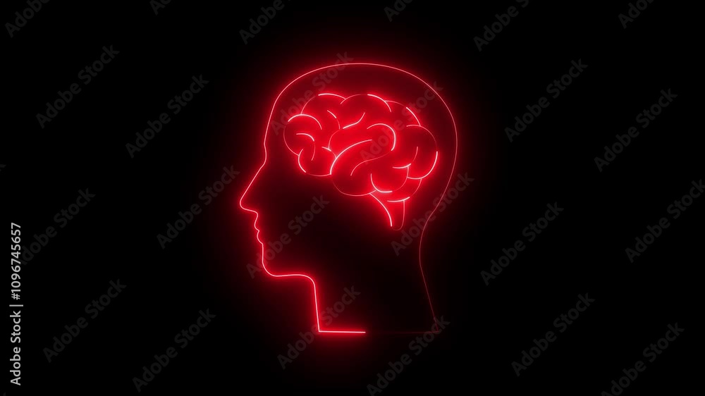Brain and human head icon, Human head line icon animation. Neon Brain Icon, Glowing Human Intelligence Profile, Futuristic AI Neural Network, Digital Cognition and Innovation Brain and human head icon, Human head line icon animation. Neon Brain Icon, Glowing Human Intelligence Profile, Futuristic AI Neural Network, Digital Cognition and Innovation