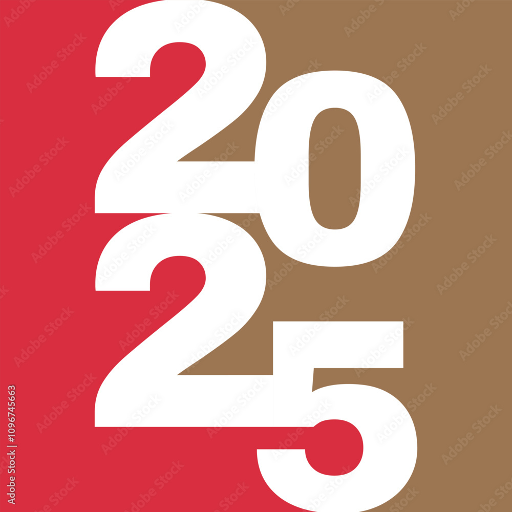 modern red and white 2025 happy new year typography with minimal design modern red and white 2025 happy new year typography with minimal design
