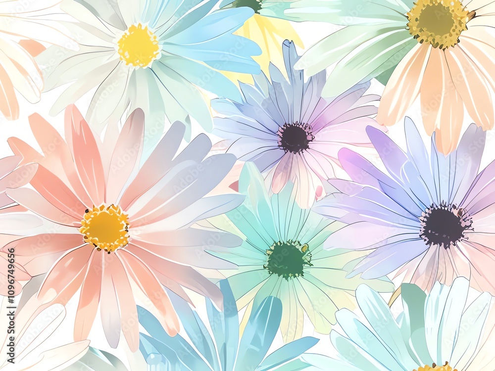 Pastel Dream: A Watercolor Bouquet of Daisies Pastel Dream: A Watercolor Bouquet of Daisies