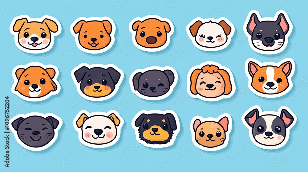 Adorable Cartoon Dog Sticker Set for Fun and Creative Projects Adorable Cartoon Dog Sticker Set for Fun and Creative Projects