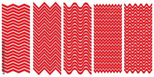 Set of wavy zigzag lines. Wave thin line background. Vector zigzag and wavy blue horizontal underline. Vector illustration