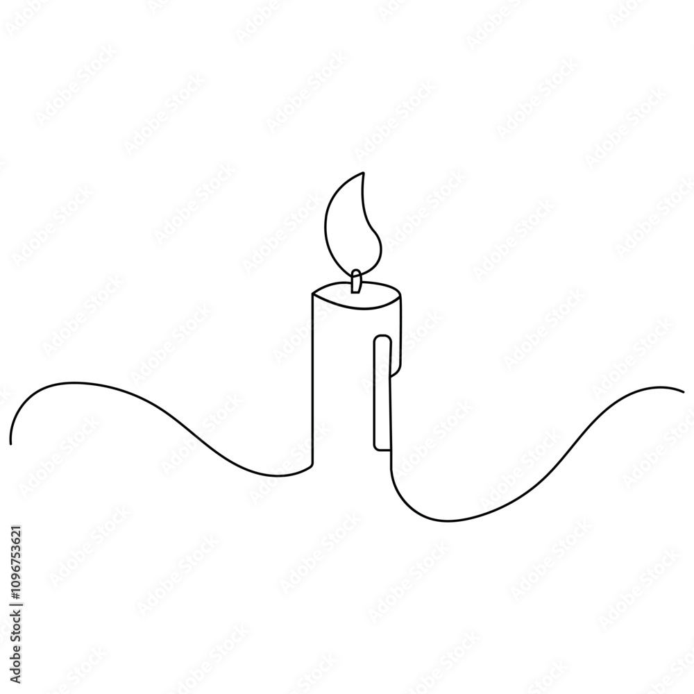 Candle icon single line art, continuous one line drawing of Isolated outline vector art Candle icon single line art, continuous one line drawing of Isolated outline vector art