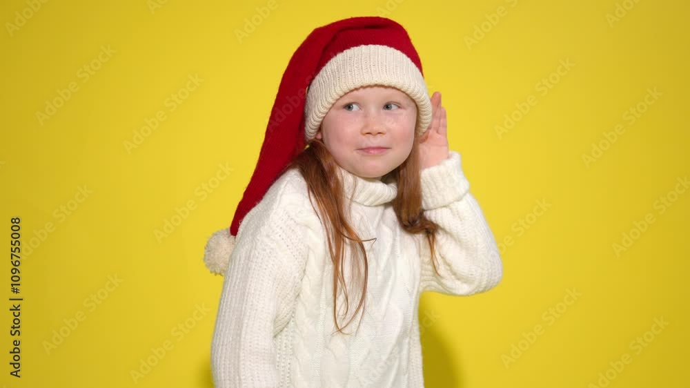 Young child in festive attire waves cheerfully against a bright yellow background Young child in festive attire waves cheerfully against a bright yellow background