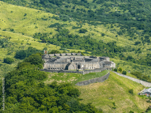 Wallpaper Mural Aerial view of Brimstone Hill Fort British military stronghold with caponiers, bastions, cannons in St Kitts and Nevis Torontodigital.ca