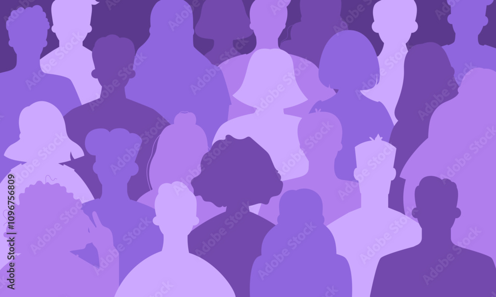 Silhouettes of different people in a crowd Silhouettes of different people in a crowd
