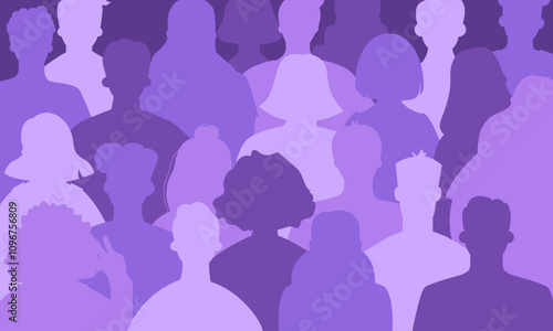 Silhouettes of different people in a crowd