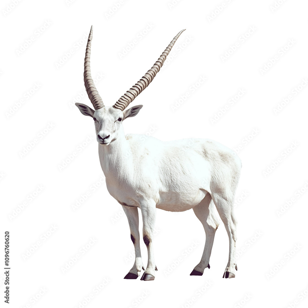 Fototapeta premium Wildlife Photography of a Majestic Addax Mammal with Striking Horns Isolated on Transparent Background in PNG Format