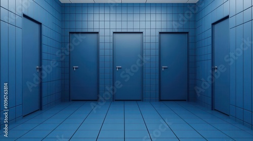 Wallpaper Mural Restroom floor plan, blueprintinspired perspective, 3D illustration Torontodigital.ca