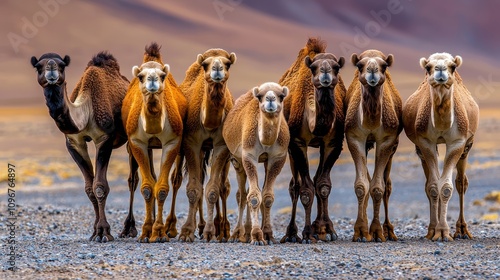 Wallpaper Mural A group of camels walking across a desert plain Torontodigital.ca