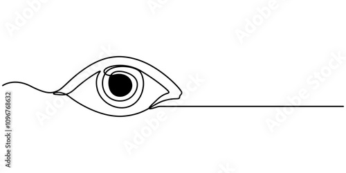 Single eye continuous one line drawing, Vision Single Line Icon. Iris Recognition Identification Continuous Line Editable Stroke Icon, Human Eye Icon, Eye Seeing Drawing, Human Eye Symbol Drawing. 
