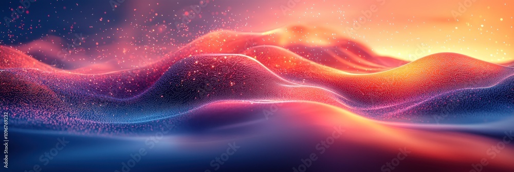 Obraz premium Abstract Red Blue Particle Wave Background Digital Art Texture