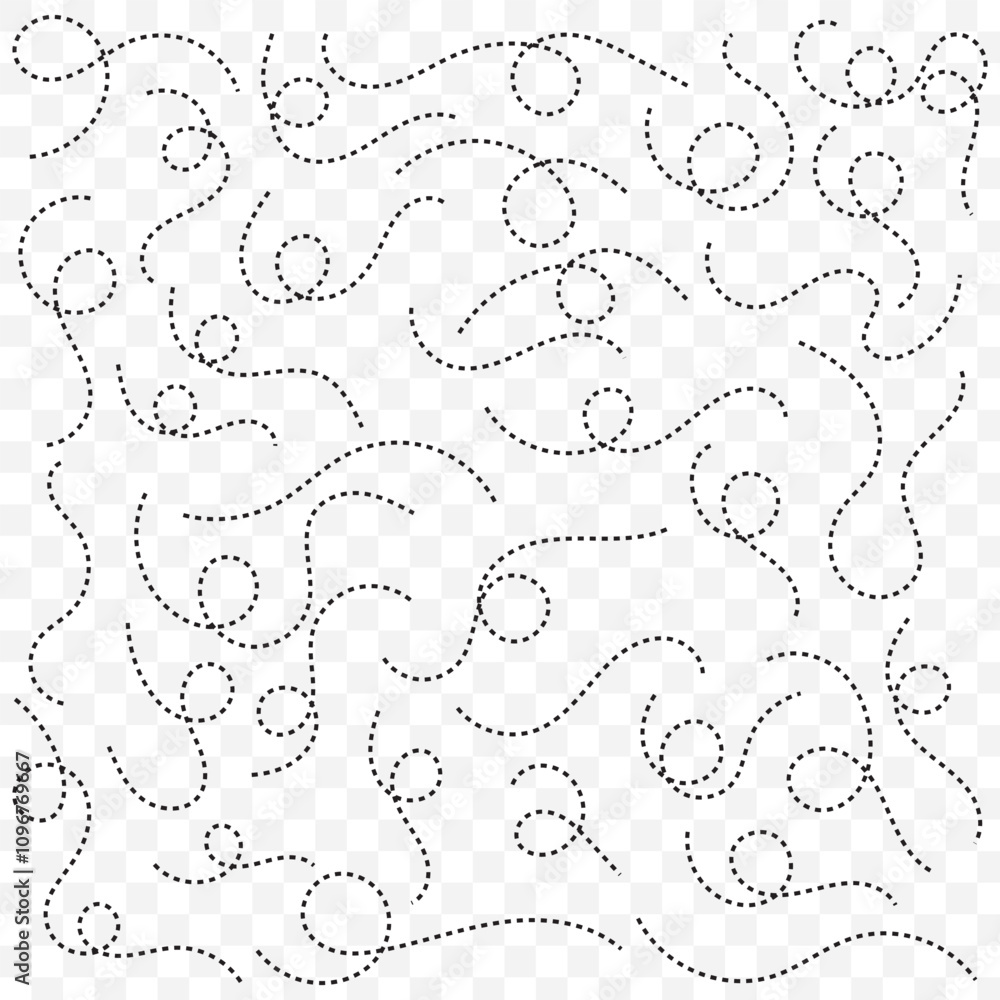 Vector hand drawn dotted lines on transparent background. dotted curved line hand drawn. eps 10. Vector hand drawn dotted lines on transparent background. dotted curved line hand drawn. eps 10.