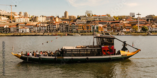 Tourist boats on the Douro river in the city of Porto, northern Portugal