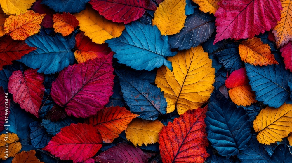 A bunch of colorful leaves laying on top of each other A bunch of colorful leaves laying on top of each other