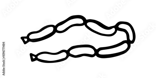 Black and white drawing of a chain of rounded meat sausages