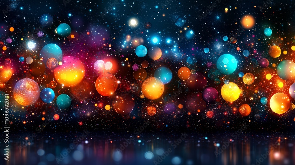 A bunch of colorful bubbles floating on top of a body of water A bunch of colorful bubbles floating on top of a body of water