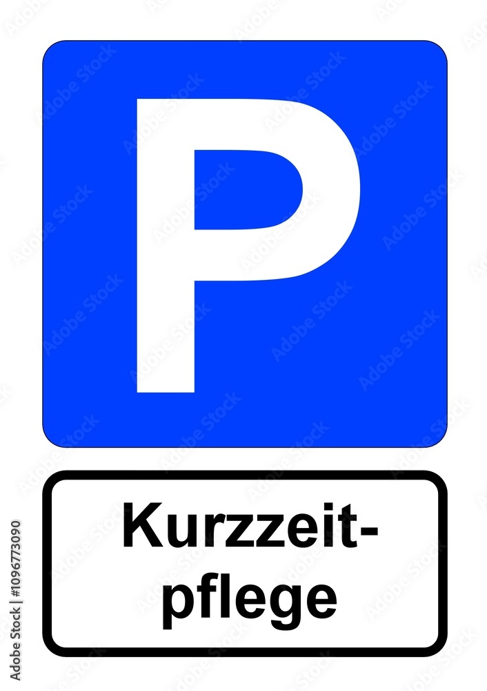 Illustration eines blauen Parkplatzschildes mit der Aufschrift Illustration eines blauen Parkplatzschildes mit der Aufschrift