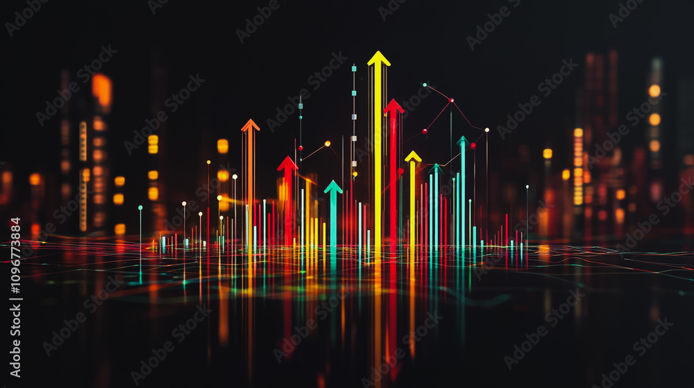 Abstract black background with Colorful charts and graphs with statistics to innovative analyze business potential and forecast future development of companies growth. Abstract black background with Colorful charts and graphs with statistics to innovative analyze business potential and forecast future development of companies growth.