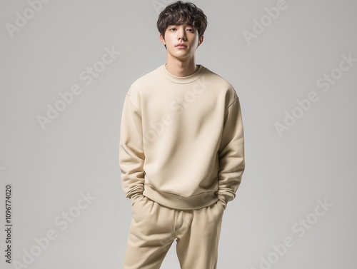 Full body portrait of handsome young Southeast Asian man