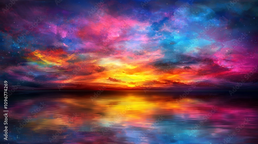 A colorful sunset over a body of water A colorful sunset over a body of water
