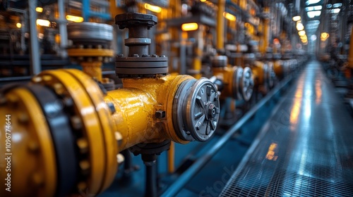 Industrial Pipes and Valves in a Refinery