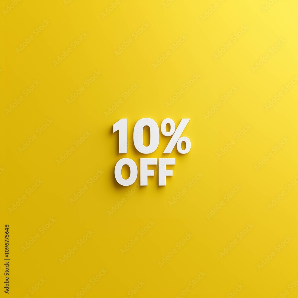 white 10% OFF text on a Yellow background with copy space - discount, sale, promotional, offer, advertising, marketing, yellow background, retail, shopping white 10% OFF text on a Yellow background with copy space - discount, sale, promotional, offer, advertising, marketing, yellow background, retail, shopping