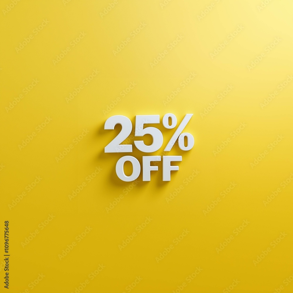 white 25% OFF text on a Yellow background with copy space - sale, discount, savings, percentage, offer, pricing, promotion, marketing, special offer, business white 25% OFF text on a Yellow background with copy space - sale, discount, savings, percentage, offer, pricing, promotion, marketing, special offer, business