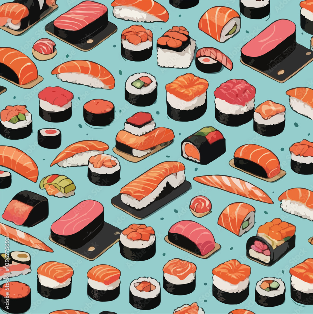 Illustration sushi patterns Illustration sushi patterns