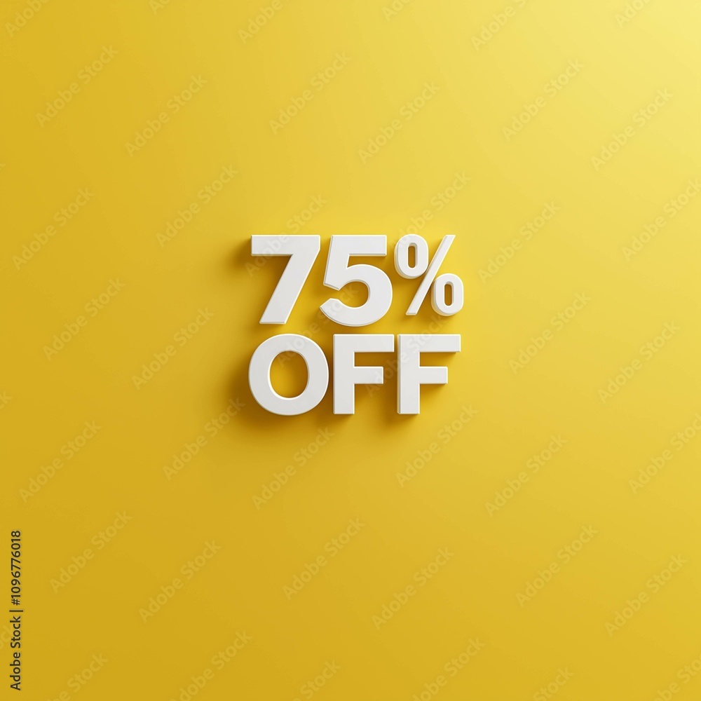 white 75% OFF text on a Yellow background with copy space - sale, discount, offer, savings, promotion, clearance, bargain, shopping, retail, special white 75% OFF text on a Yellow background with copy space - sale, discount, offer, savings, promotion, clearance, bargain, shopping, retail, special