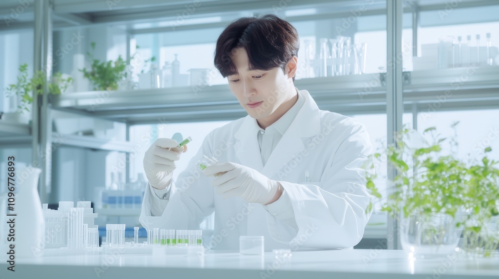 asian scientist team use micropipette filling test tube in the laboratory asian scientist team use micropipette filling test tube in the laboratory
