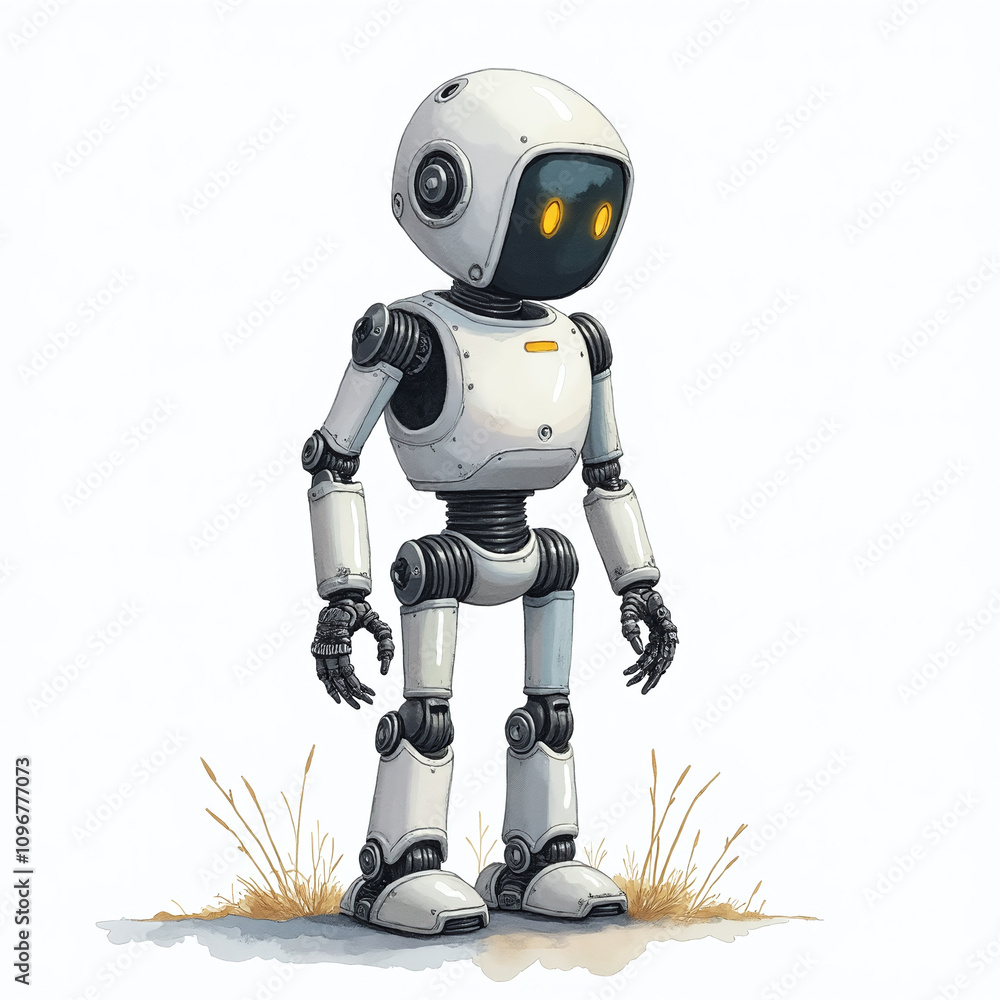 Robot Illustration, Isolated on White Background Robot Illustration, Isolated on White Background