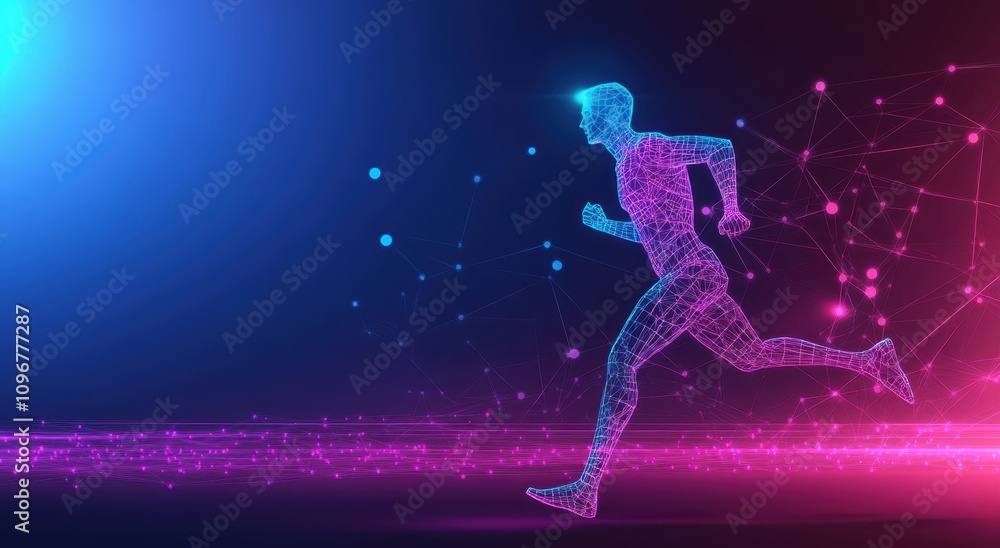 Digital silhouette of a runner in motion Digital silhouette of a runner in motion