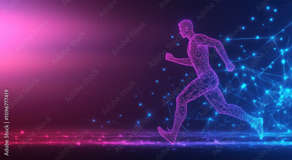 Digital silhouette of a runner in motion Digital silhouette of a runner in motion
