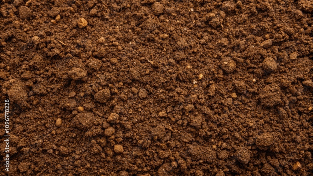 A close-up macro texture of rich dark brown soil, ideal for garden and farming backgrounds A close-up macro texture of rich dark brown soil, ideal for garden and farming backgrounds