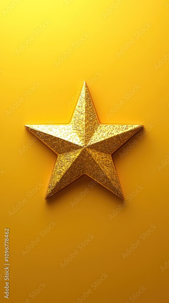 Golden Glitter Star on Yellow Background Golden Glitter Star on Yellow Background
