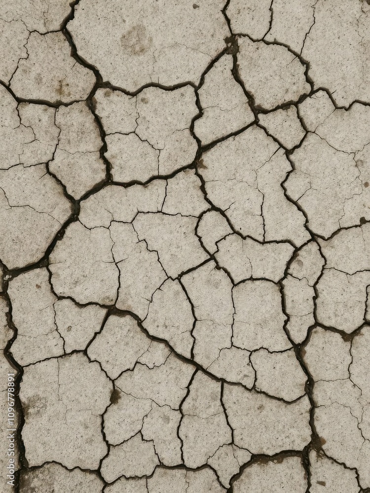 Cracked and weathered concrete surface with layers of grime and dirt, rough