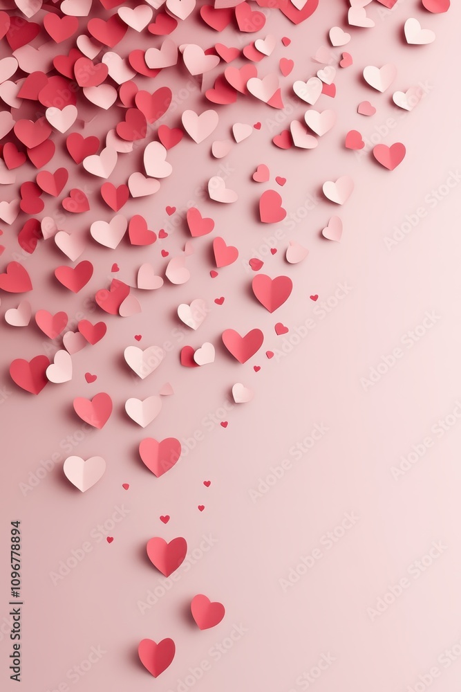 Falling Pink Hearts on Soft Background Falling Pink Hearts on Soft Background