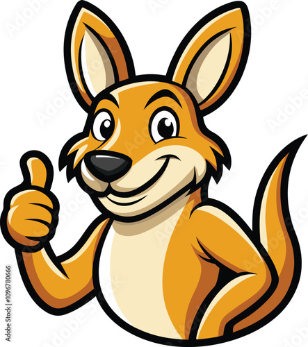 Thumbs Up Kangaroo Mascot Cartoon