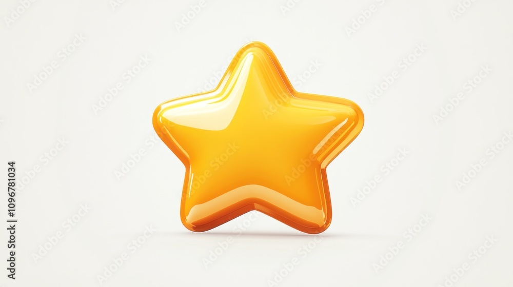 Glossy Orange Star Shape Rendered On White Background Glossy Orange Star Shape Rendered On White Background