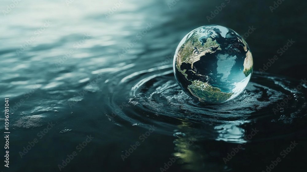 A globe is floating in a body of water A globe is floating in a body of water