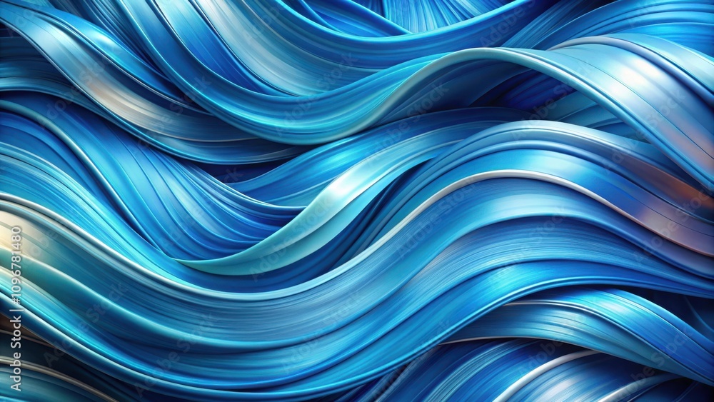 Abstract Blue Wavy Design, a Smooth and Flowing Visual of Interlacing Curves and Swirling Shapes